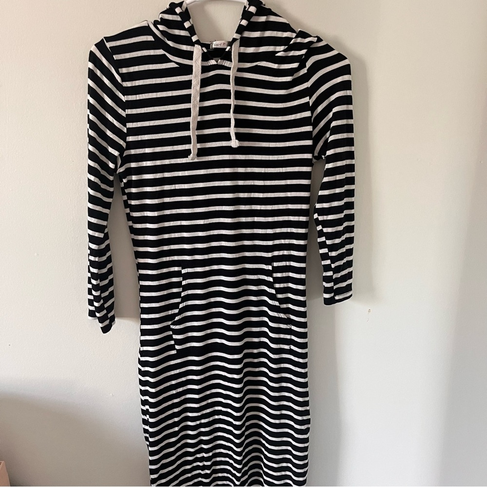 Black striped hooded dress